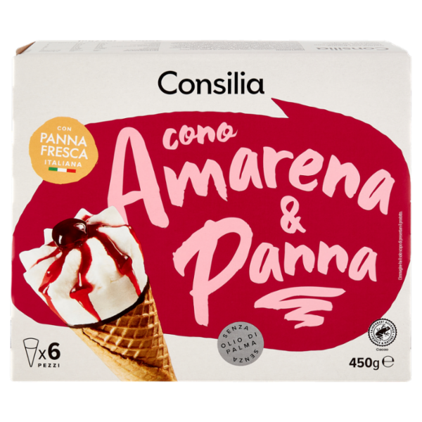 Consilia 6 Coni di Gelato Panna e Amarena 450 g