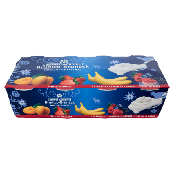 Latteria Brunico Yogurt Cremoso 2 Albicocca - 2 Fragola - 2 Banana - 2 Frutti di Bosco 8 x 125 g
