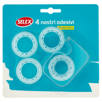 Selex Nastro Adesivo 15 Mm x 10 m Con Chiocciola + 4 Rotoli
