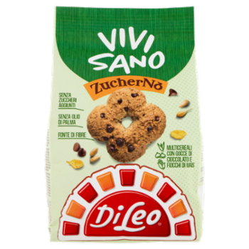 Di Leo Vivi Sano ZucherNò Multicereali Con Gocce Di Cioccolato e Fiocchi Di Mais 280 g