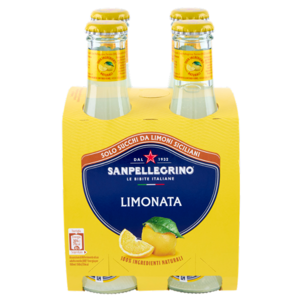 BIBITE SANPELLEGRINO, Bevande Gassate, Naturali, Limonata, Vetro 4x20cl