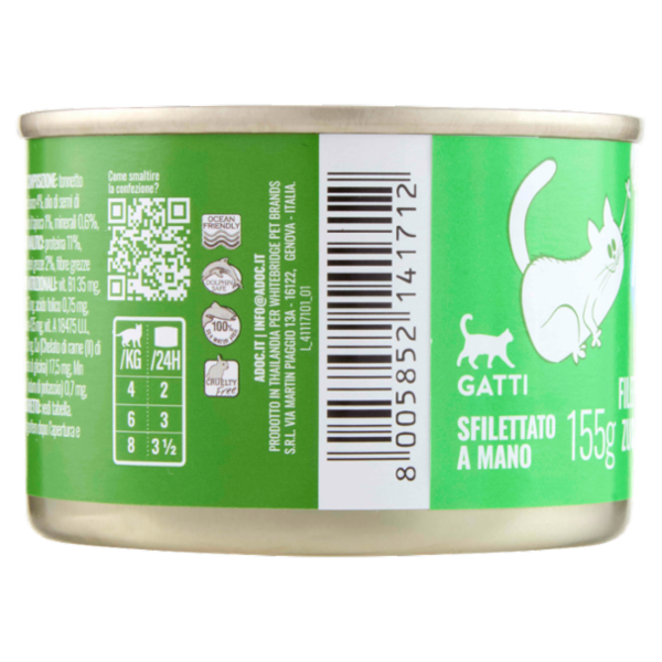 ADoC Complete For Cats Filetti di Tonnetto con Zucca e Pesce Bianco in Brodo 155 g