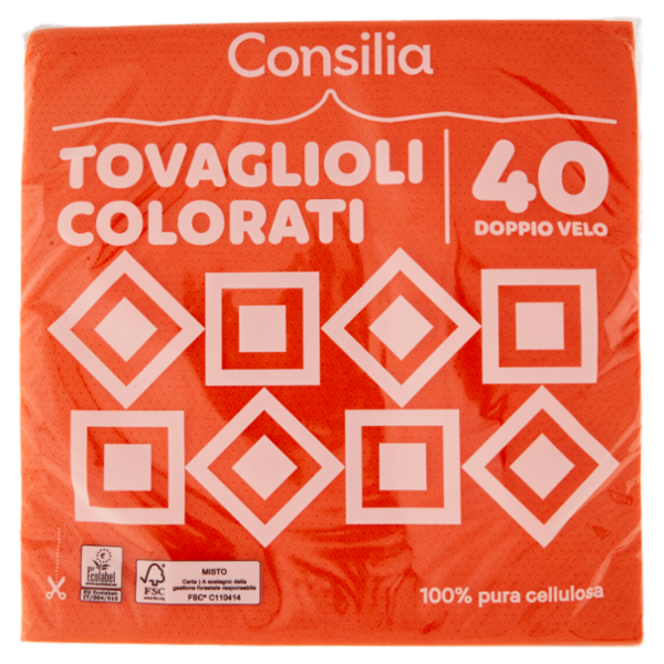 Consilia Tovaglioli 2 Veli 38x38 cm Arancione 40 pezzi