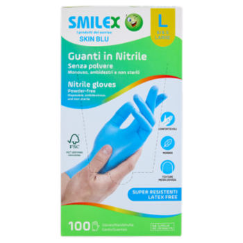 Smilex Skin Blu Guanti In Nitrile L 8/8,5 Large 100 Pz