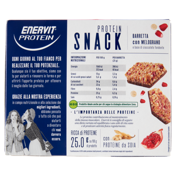 Enervit Protein 100% Vegetale Protein Snack Barretta con Melograno 8 x 25 g