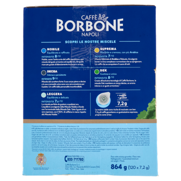 Caffè Borbone Miscela Decisa Cialde Compostabili* 120 x 7,2 g