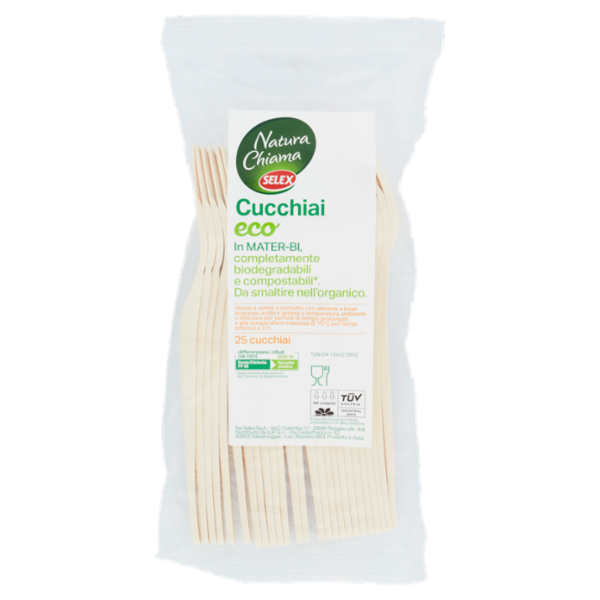 Selex Natura Chiama Cucchiai in Mater Bi Biodegradabili e Compostabili Ecologici 25 pezzi