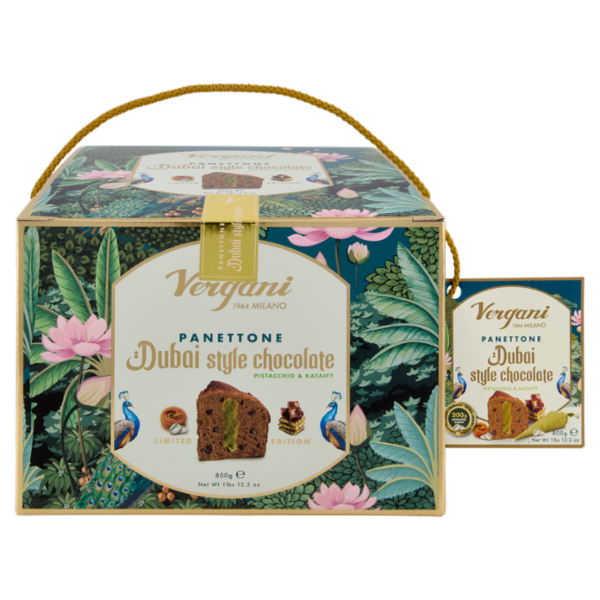 Vergani Panettone Dubai style chocolate Pistacchio e Kataify 800 g