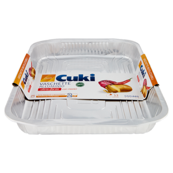 Cuki Cuoce Vaschette Alluminio ultra-forza con manici 12 Porzioni 2 pz
