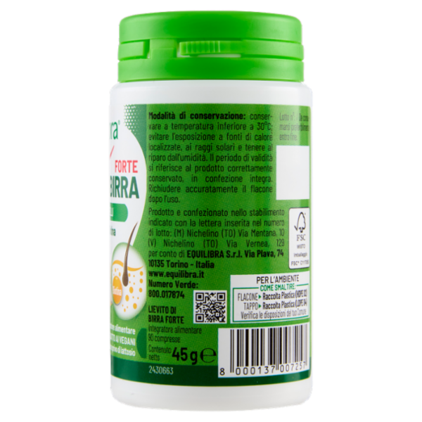 equilibra Lievito di Birra Forte Pelle e Capelli 90 Compresse 45 g
