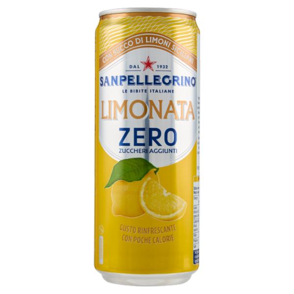 BIBITE SANPELLEGRINO, Bevande Gassate, Naturali, Limonata Zero, Lattina 33 cl