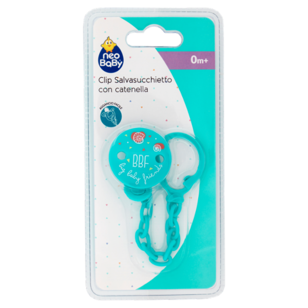 neo Baby Clip Salvasucchietto con catenella 0m+ Dino Verde
