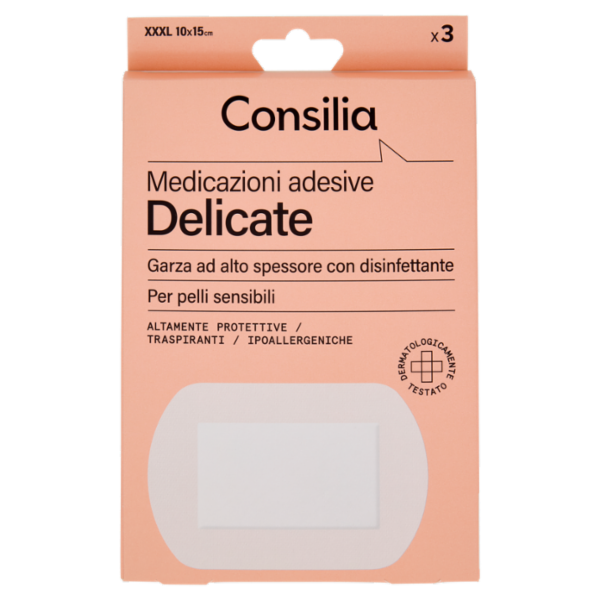 Consilia Medicazioni Adesive Delicate Formato XXXL 10x15cm 3 pezzi