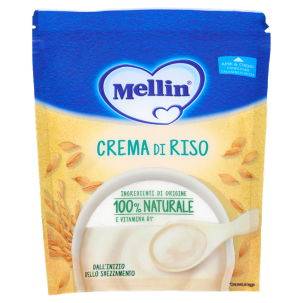 MELLIN Crema di Riso, Confezione Apri&Chiudi, dall'inizio dello Svezzamento, Senza Glutine, 200g