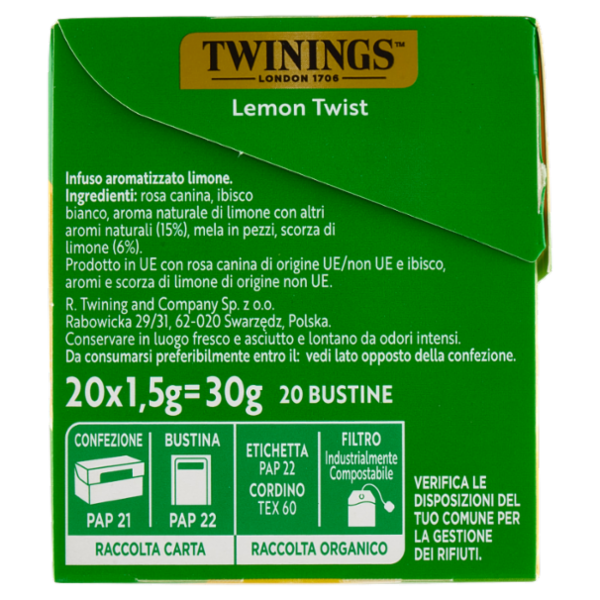 Twinings Lemon Twist Infuso Sensations 20 filtri 30 g