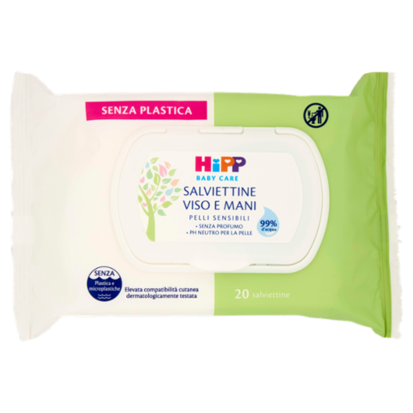 Hipp Baby Care Salviettine Viso e Mani Pelli Sensibili 20 pz