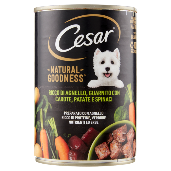 Cesar Natural Goodness Ricco di Agnello, Guarnito con Carote, Patate e Spinaci 400 g