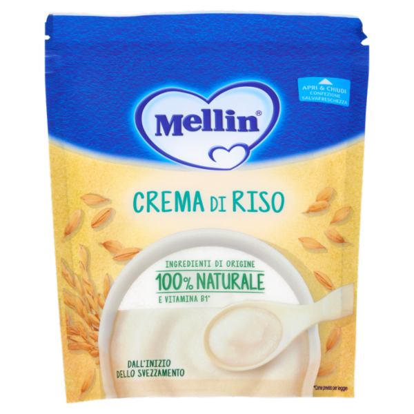MELLIN Crema di Riso, Confezione Apri&Chiudi, dall'inizio dello Svezzamento, Senza Glutine, 200g