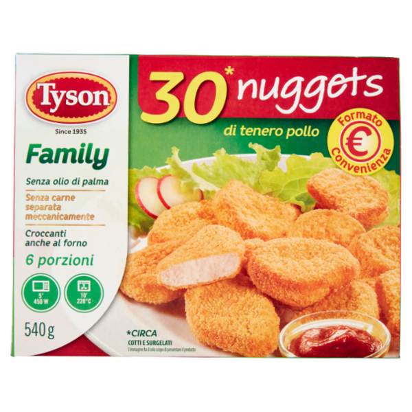 Tyson Family 30* nuggets di tenero pollo Cotti e Surgelati 540 g
