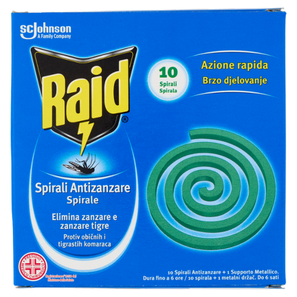 Raid Spirali Antizanzare, 10 Spirali Antizanzare + 1 Supporto metallico