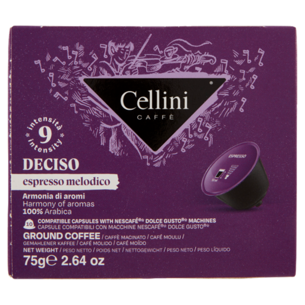 Cellini Caffè Deciso espresso melodico 10 Capsule Compatibili 75 g
