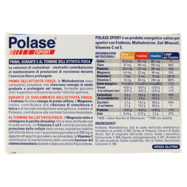 Polase sport integratore energetico Sali minerali con vitamina C magnesio e potassio 10 bustine 200g