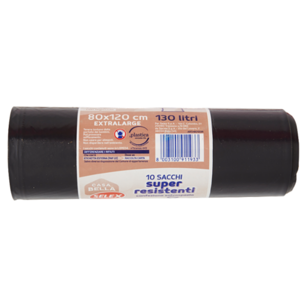 Selex Casa Bella Sacchi Condominiali Super Resistenti per Rifiuti Pesanti Cm 80X120 10 pezzi