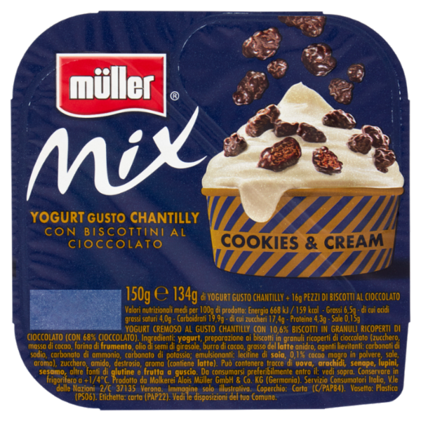 müller Mix Yogurt Gusto Chantilly con Biscottini al Cioccolato 150 g