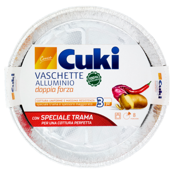 Cuki Cuoce Vaschette Alluminio doppia forza 8 Porzioni 3 pz