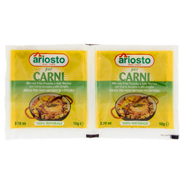 Ariosto per Carni Mix con Erbe Fresche e Sale Marino per Carni Arrosto e alla Griglia 2 x 10 g