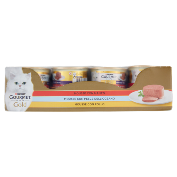 PURINA GOURMET Gold Mousse con Manzo / Pesce dell'Oceano / Pollo 24 x 85 g