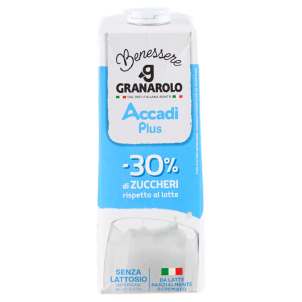 Granarolo Benessere Accadì Plus -30% di Zuccheri Senza Lattosio da Latte Parzialmente Scremato 1 L