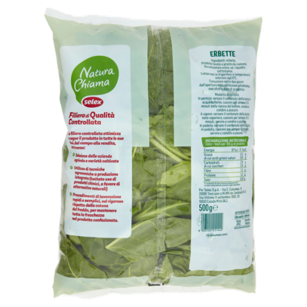 Selex Natura Chiama Erbette Lavate e Pronte da Cuocere 500 g