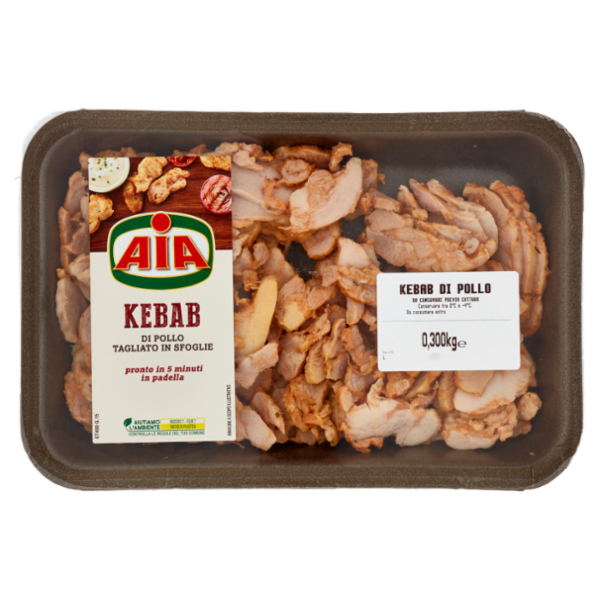 Aia Kebab di Pollo Tagliato in Sfoglie 0,300 kg