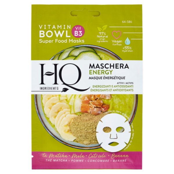 HQ Ingredients Maschera Energy te Matcha - Mela - Cetriolo - Banana