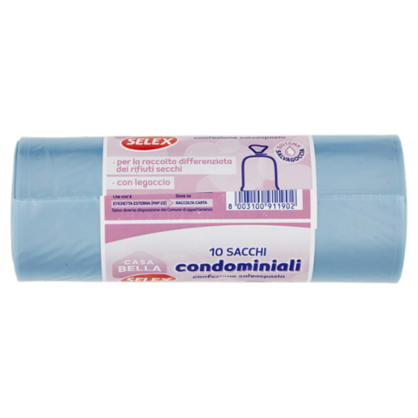 Selex Casa Bella Sacchi Condominiali Trasparente con Legaccio Cm 70X110 10 pezzi