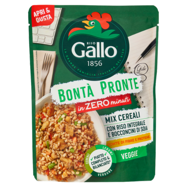 Riso Gallo Bontà Pronte in Zero minuti Mix Cereali con Riso integrale e Bocconcini di Soia 220 g