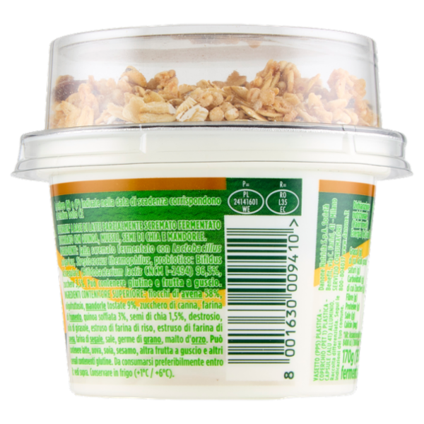 ACTIVIA Fibre Mix&Go con Probiotico Bifidus, Yogurt Bianco con Muesli, Chia, Quinoa e Mandorle, 170g