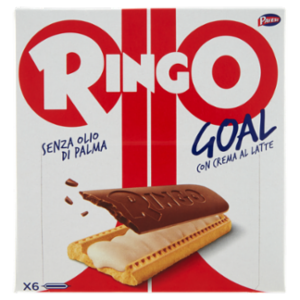 Ringo Goal Latte Biscotti Farciti Con Crema Al Latte Snack Merenda 6 Porz 168 g