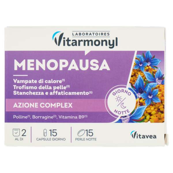 Laboratoires Vitarmonyl Menopausa 15 Capsule Giorno x 8,25 g + 15 Perle Notte x 12,95 g