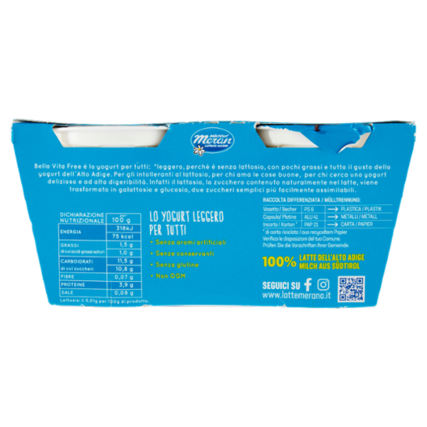 bella vita free Senza Lattosio Vaniglia 2 x 125 g