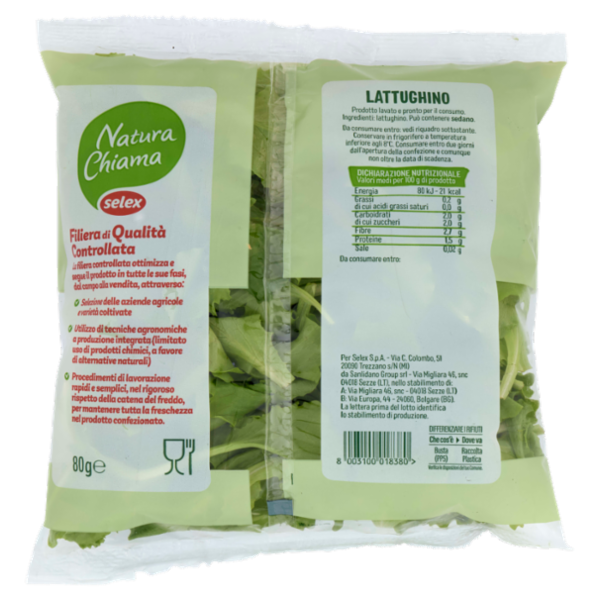 Selex Natura Chiama Lattughino Lavato e Pronto per il Consumo 80 g