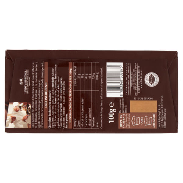 Lindt Gamme Bleue Tavoletta Cioccolato fondente Mandorle 100 g