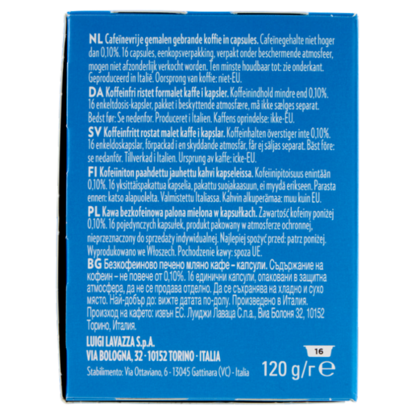 Lavazza A Modo Mio Dek 16 Capsule 120 g