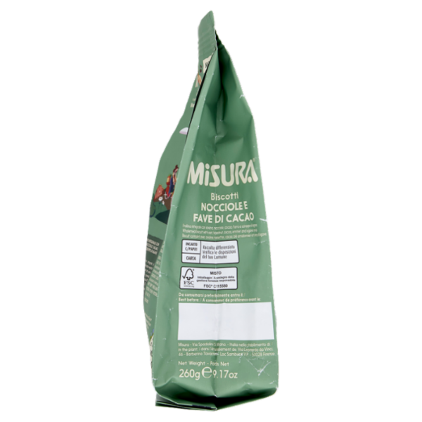 Misura Naturìcca Biscotti Nocciole e Fave di Cacao Plant Based 260 g
