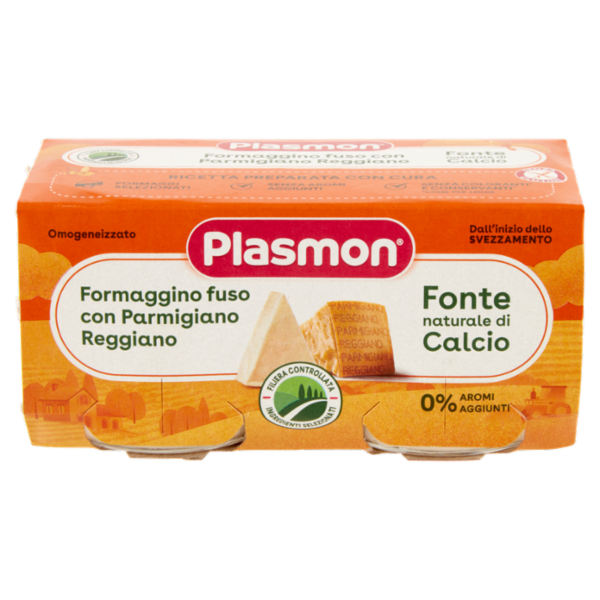 Plasmon Omogeneizzato Formaggino fuso con Parmigiano Reggiano 2 x 80 g