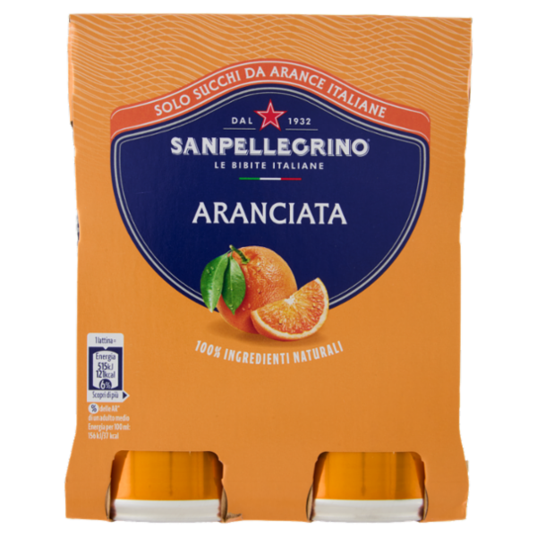 BIBITE SANPELLEGRINO, Bevanda Gassata, Aranciata, Lattina - 4 x330ml