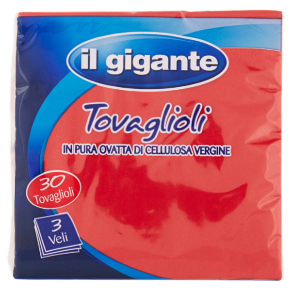 IL GIGANTE Tovaglioli rossi 3 veli 30 pz