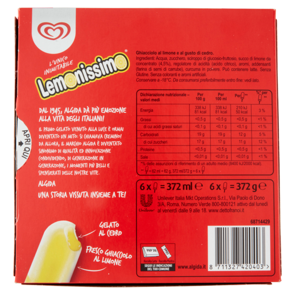 Algida Lemonissimo 6 x 62 g