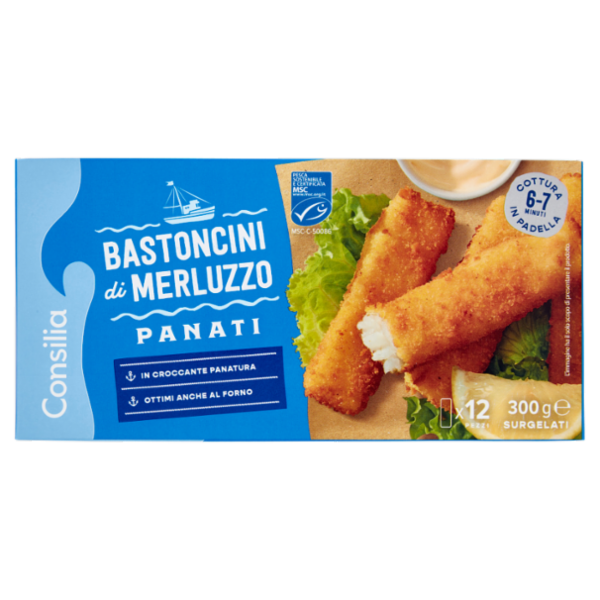 Consilia Bastoncini di Merluzzo in Croccante Panatura Surgelati 12x25 g